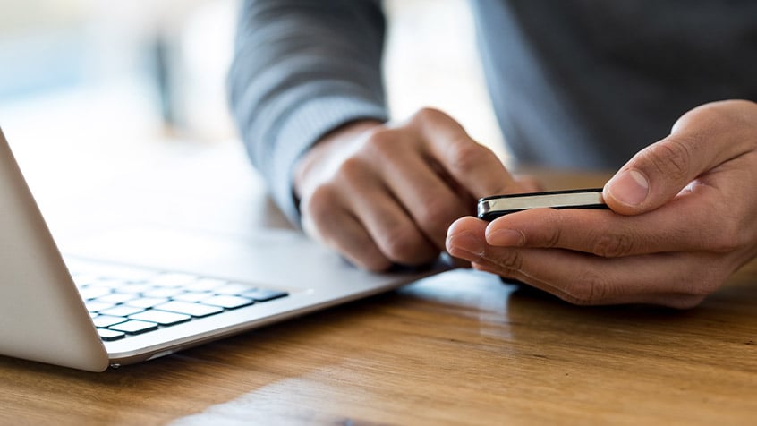 Man using his phone