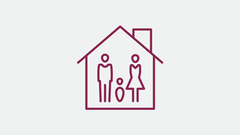 burgundy icon - family inside house
