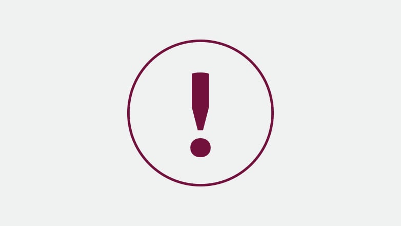 exclamation mark icon in the color burgundy