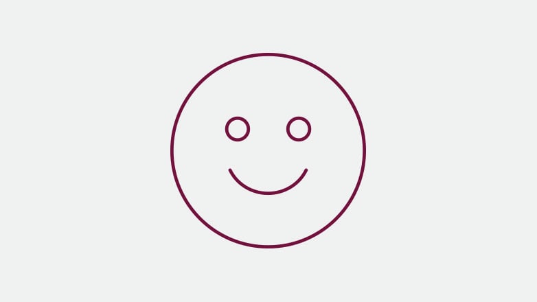 happy face icon in the color burgundy