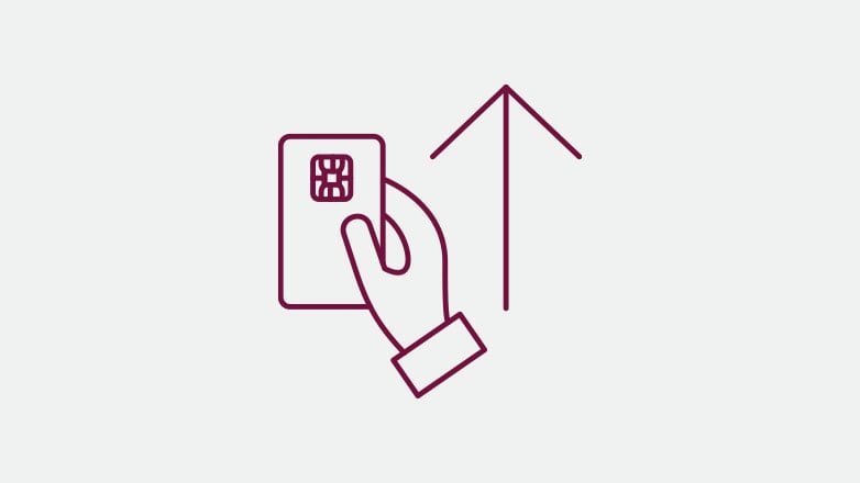 insert card icon in the color burgundy