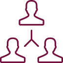 multiple generations icon in the color burgundy