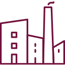 industries icon in the color burgundy
