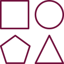shapes icon in the color burgundy