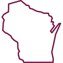 Wisconsin outline in the color burgundy.