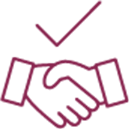 burgundy shaking hands icon