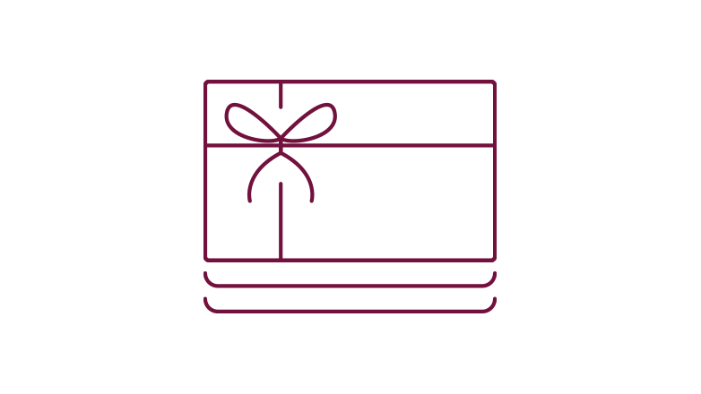gift card icon in the color burgundy