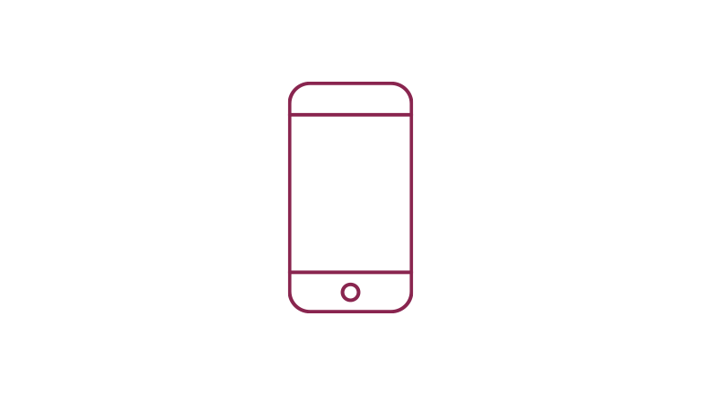 mobile phone icon in the color burgundy