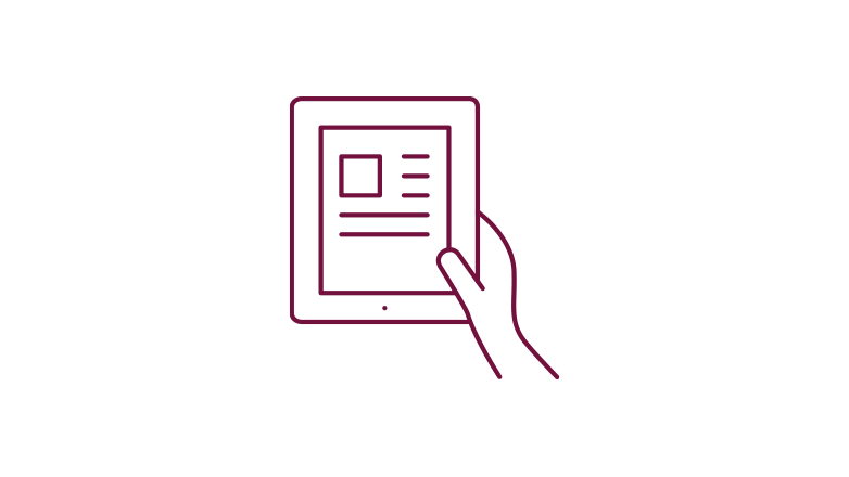 tablet icon in the color burgundy