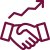 handshake with an up arrow icon in the color burgundy