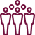group of people icon in the color burgundy