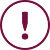 exclamation point in a circle icon in the color burgundy