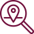 a magnifying glass looking for a location icon in the color burgundy