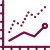 graph with two lines increasing icon in the color burgundy