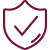 shield with a check icon in the color burgundy