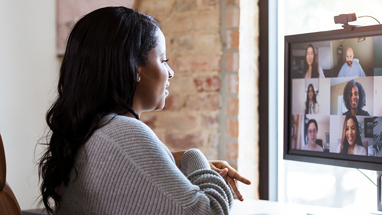 female associate on zoom call