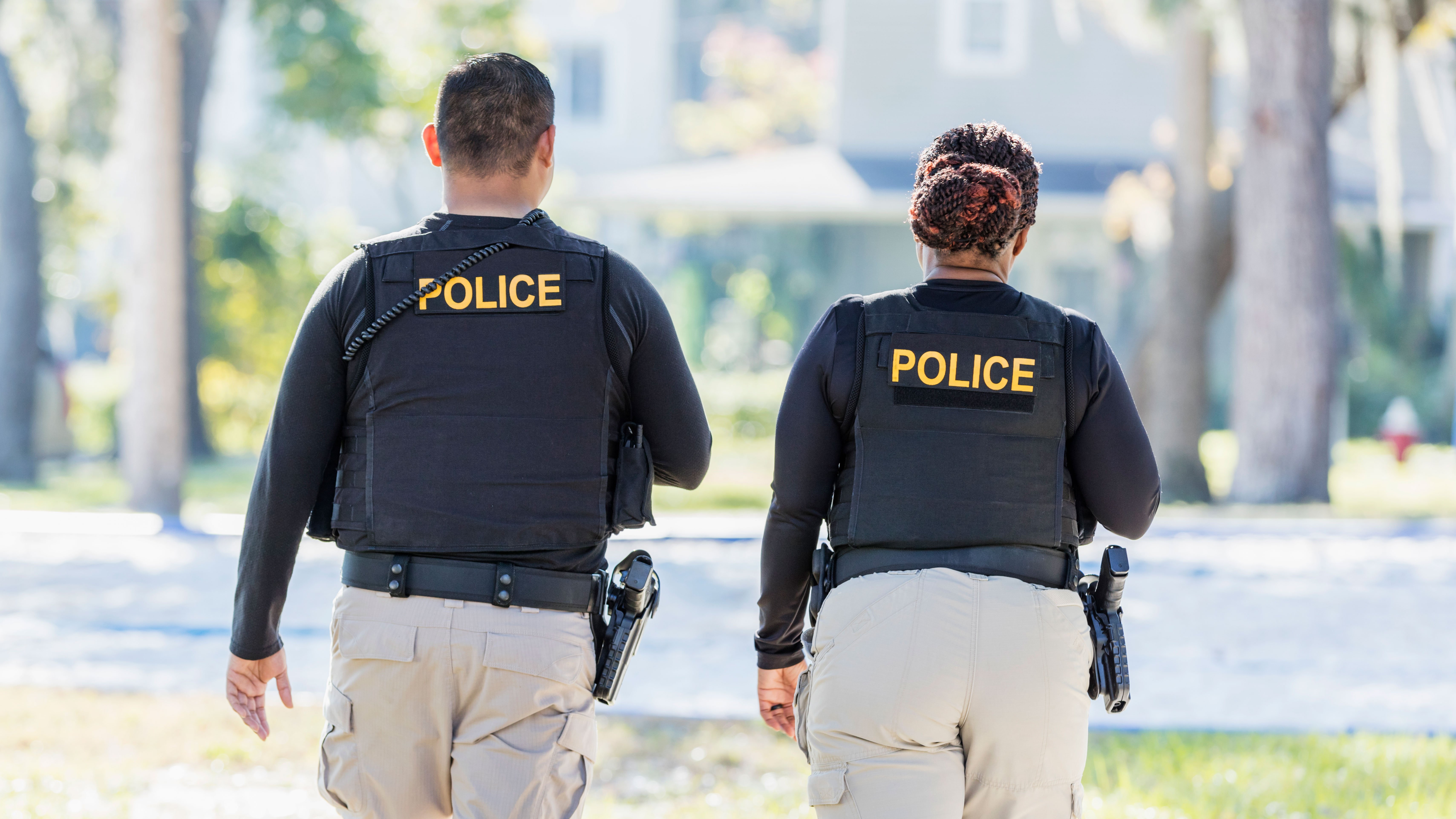 police officers walking down the street