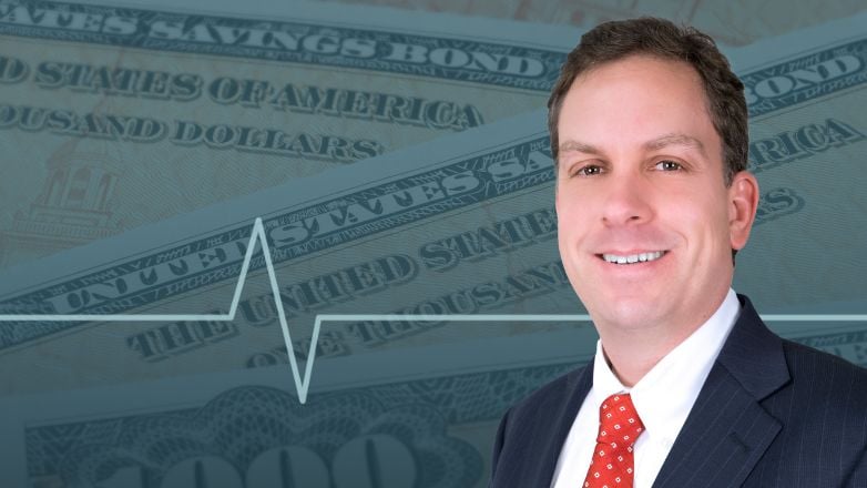 Brian Schaefer headshot layered over an image of money.