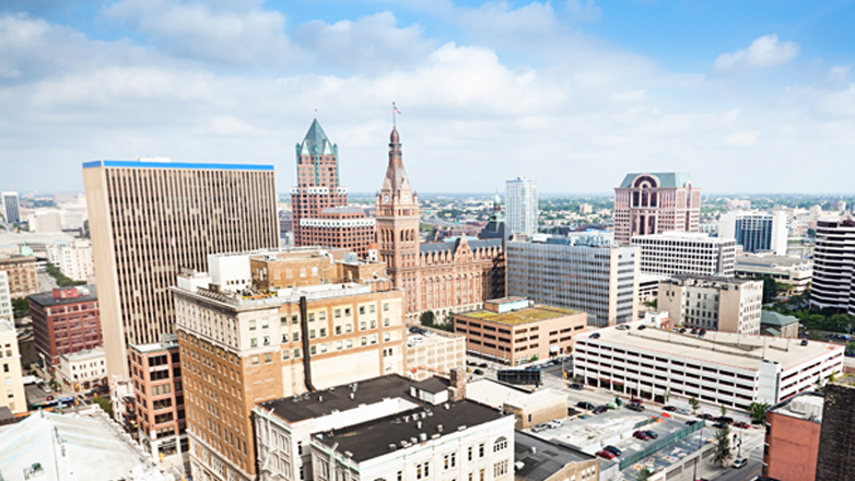 aerial view of milwaukee