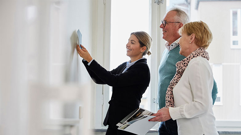 Retired couple looking at options for redecorating their home.