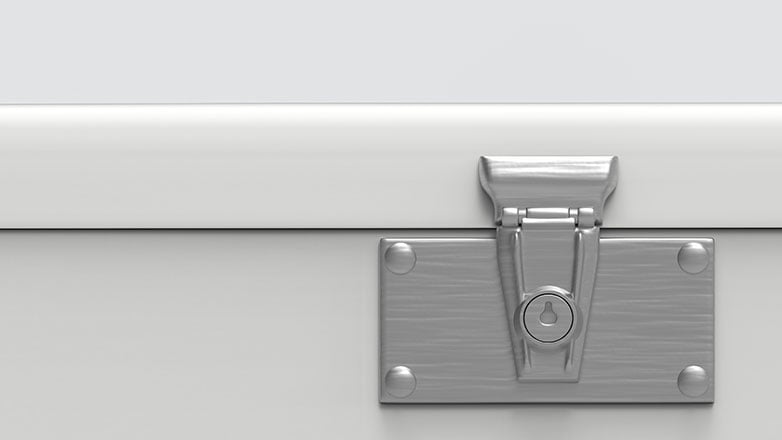 Lock box with a silver lock.