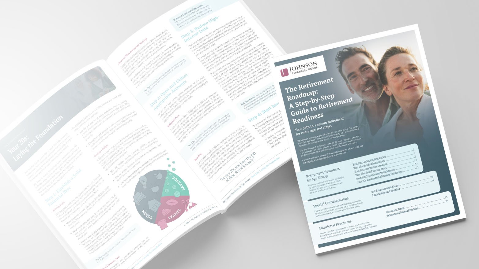 image showing the Retirement Readiness guide laid out on a gradient background