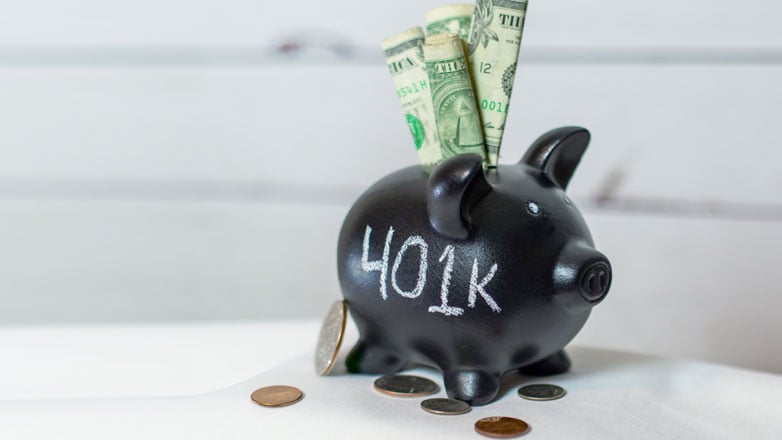 401k piggy bank full of money