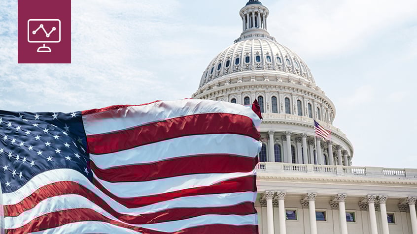 us capitol building with flag