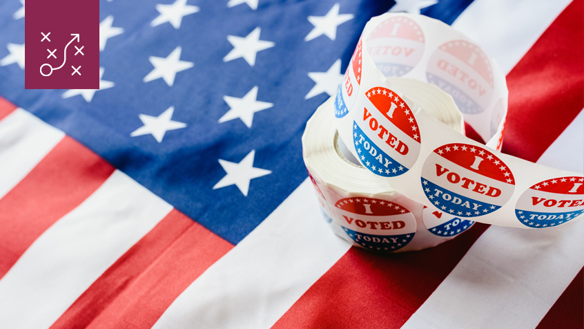 flag and voting stickers