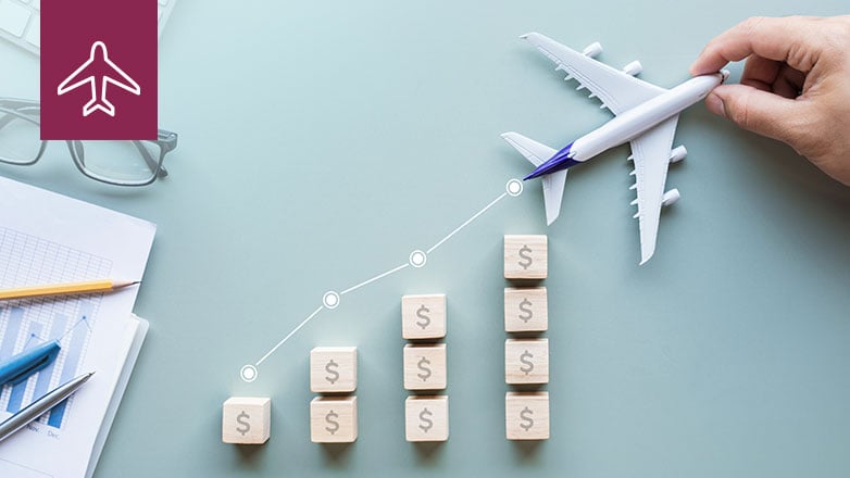 airplane soaring over 401k bars